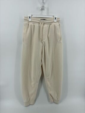 Men's Cream Fleece Jogger Pants - Cozy Drawstring Sweatpants West49